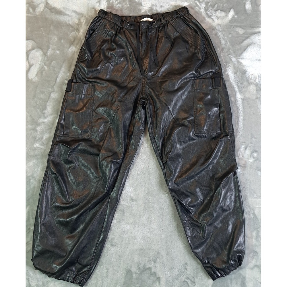 Olivaceous Shoe Fly Faux Leather Cargo Pants Medium M Fleece Lined Joggers Black